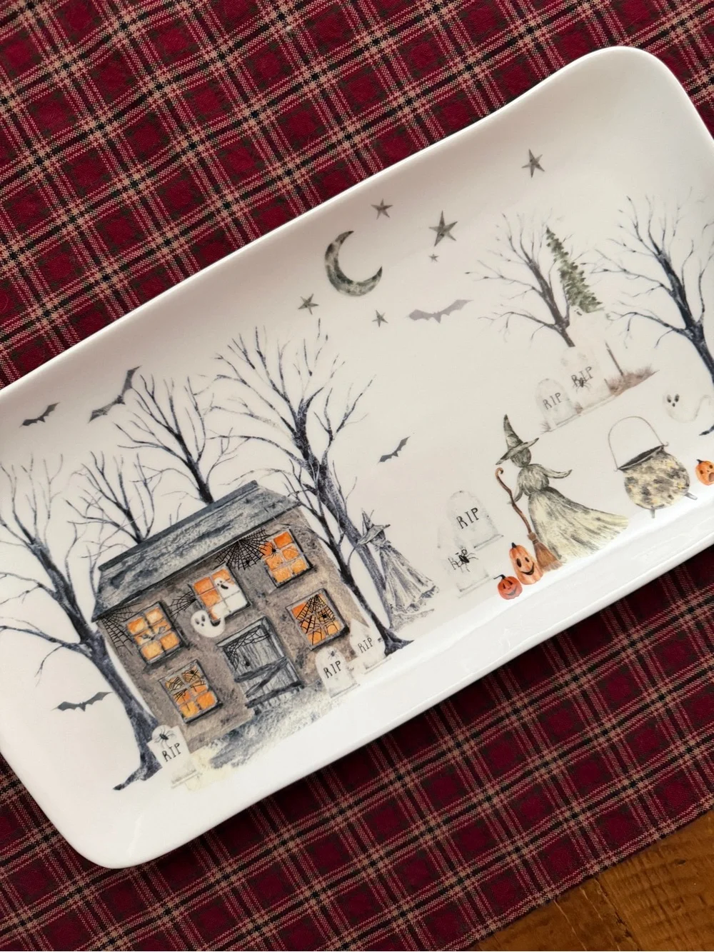 Potter’s Studio Stoneware Halloween Serving Platter Tray 14x7 inches